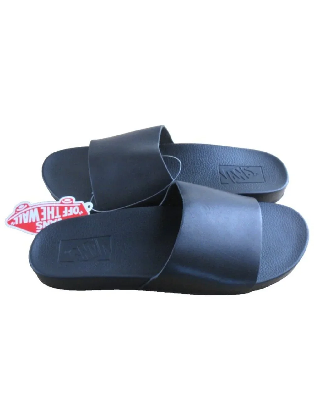 Vans Women's Decon Leather Slide Sandal Casual Slip On Shoe Black Size 7 New
